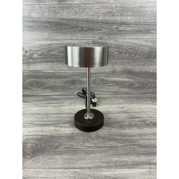 Contemporary Desk Lamp Adjustable USB Charging Port Modern Brushed Stainless - Picture 8 of 11